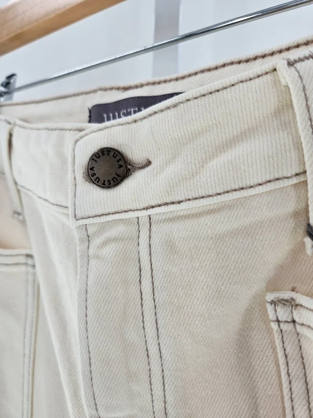 NWT Just USA Girls Cropped Wide Leg Jeans | Off White | Size 16